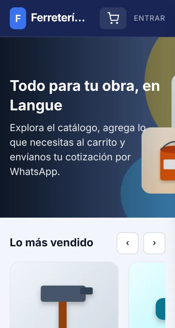 Tienda en línea en un celular